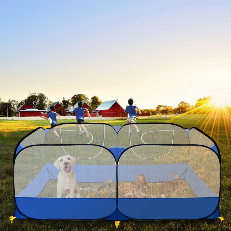 GABraden Small Animals Playpen,Reptiles Cage,Chicken Run Coop Chicken Playpen Breathable Transparent Pet Playpen Pop Open Outdoor/Indoor Exercise Fence,Portable Yard Fence (Blue) - Image 5